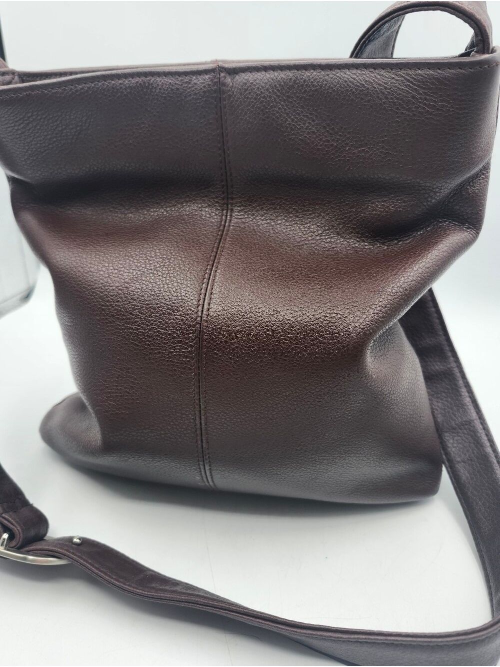 Slouchy Leather Crossbody Bag in Dark Brown - Picture 2 of 10